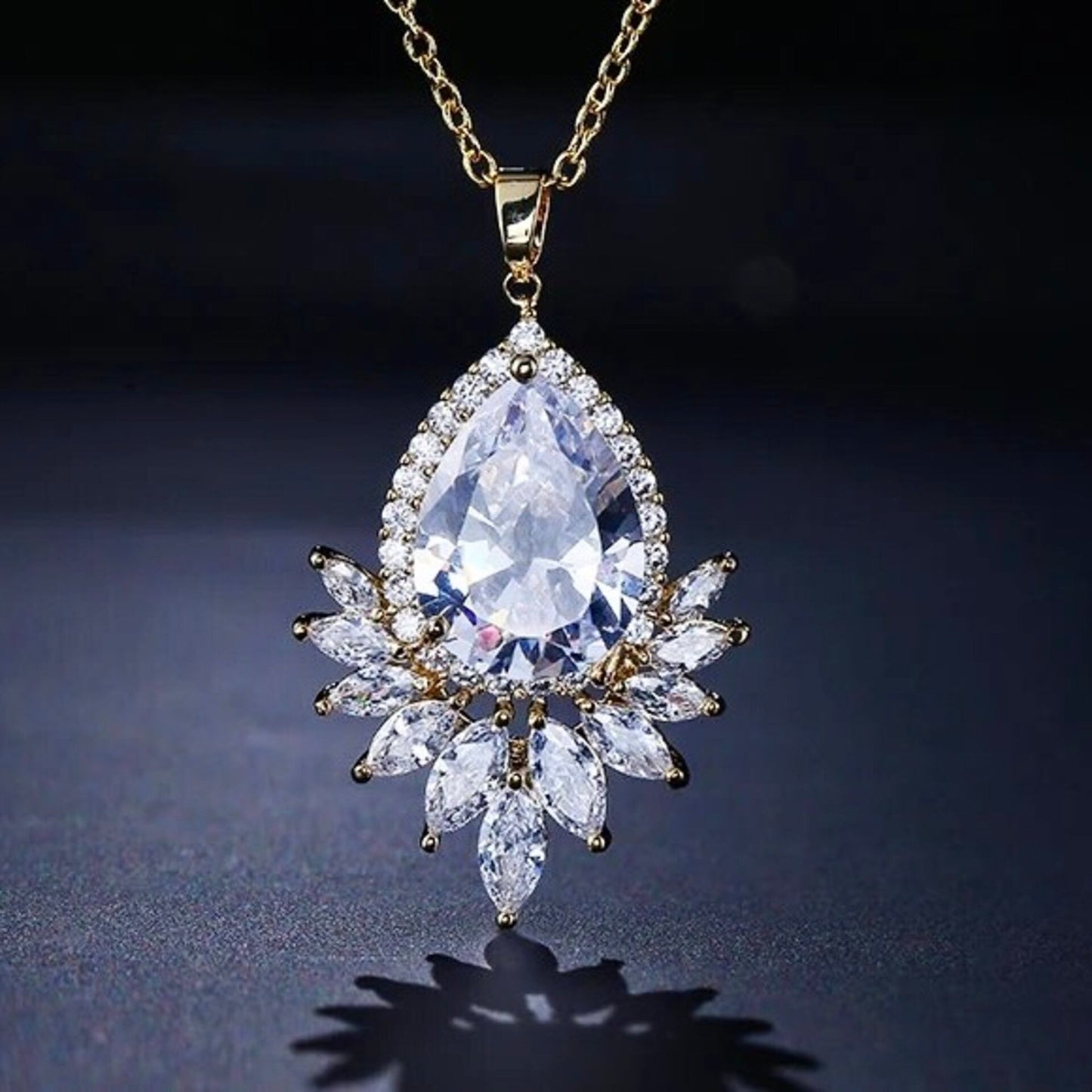 "Maiky" - Cubic Zirconia Bridal Necklace - Available in Silver, Rose Gold and Yellow Gold
