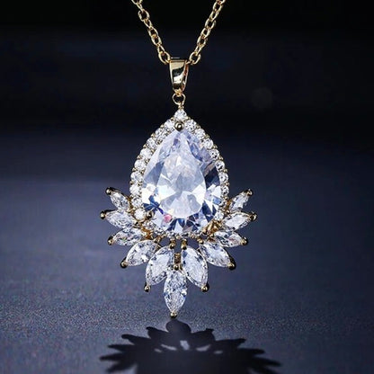 "Maiky" - Cubic Zirconia Bridal Necklace - Available in Silver, Rose Gold and Yellow Gold