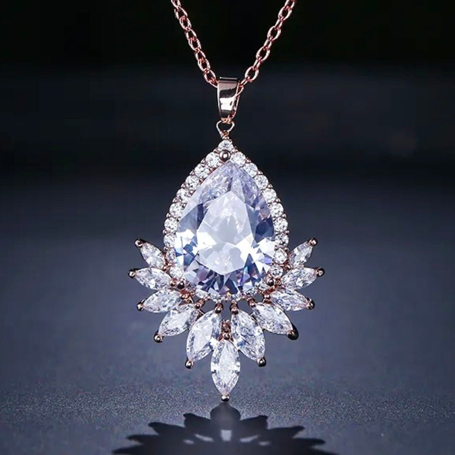 "Maiky" - Cubic Zirconia Bridal Necklace - Available in Silver, Rose Gold and Yellow Gold