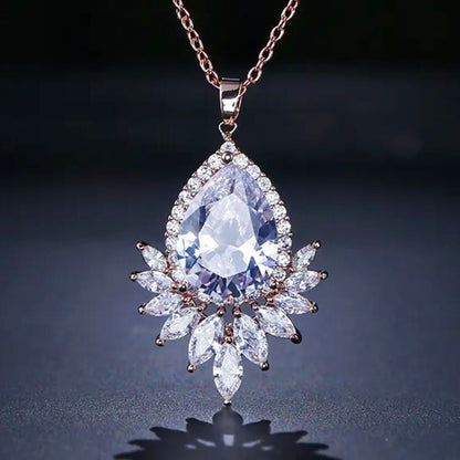 "Maiky" - Cubic Zirconia Bridal Necklace - Available in Silver, Rose Gold and Yellow Gold