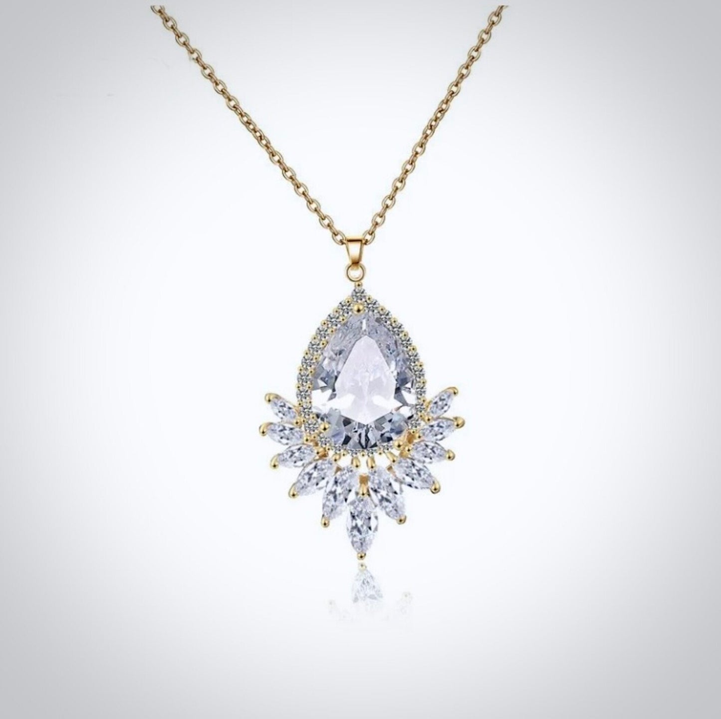 "Maiky" - Cubic Zirconia Bridal Necklace - Available in Silver, Rose Gold and Yellow Gold