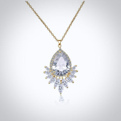 "Maiky" - Cubic Zirconia Bridal Necklace - Available in Silver, Rose Gold and Yellow Gold