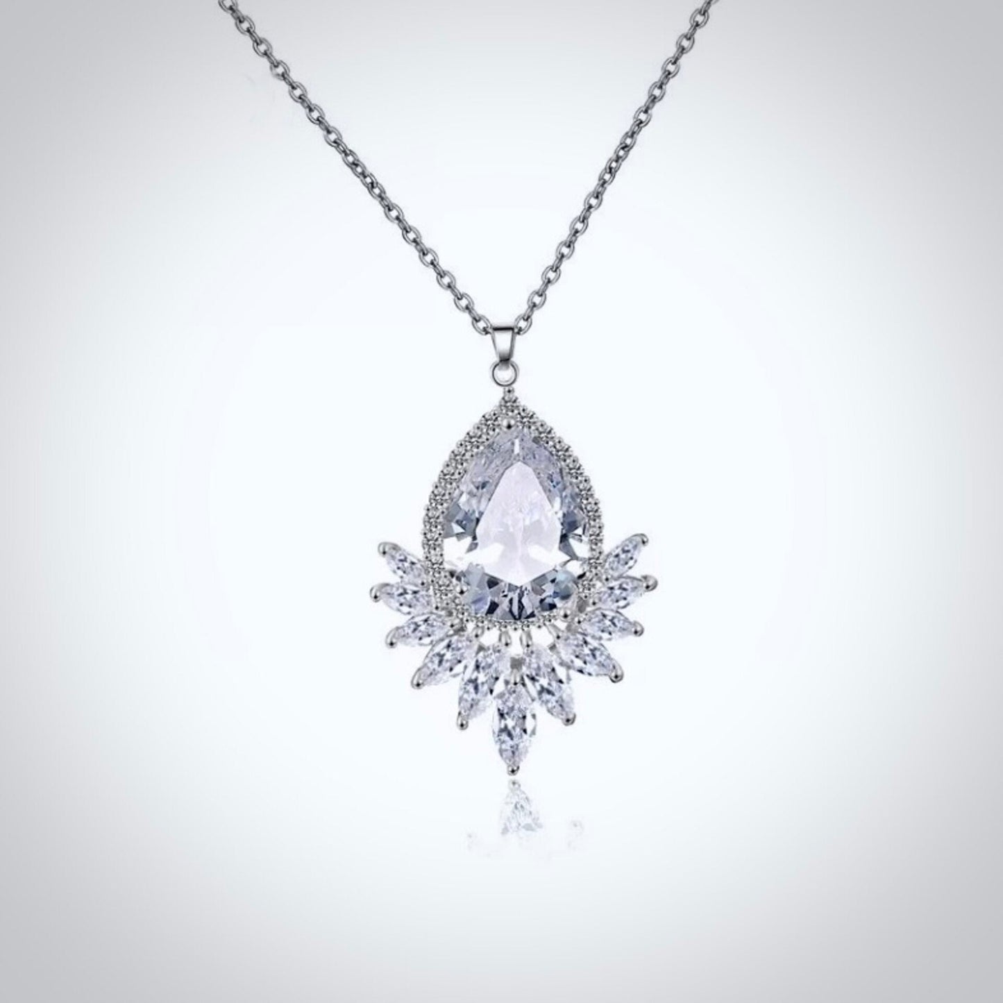 "Maiky" - Cubic Zirconia Bridal Necklace - Available in Silver, Rose Gold and Yellow Gold
