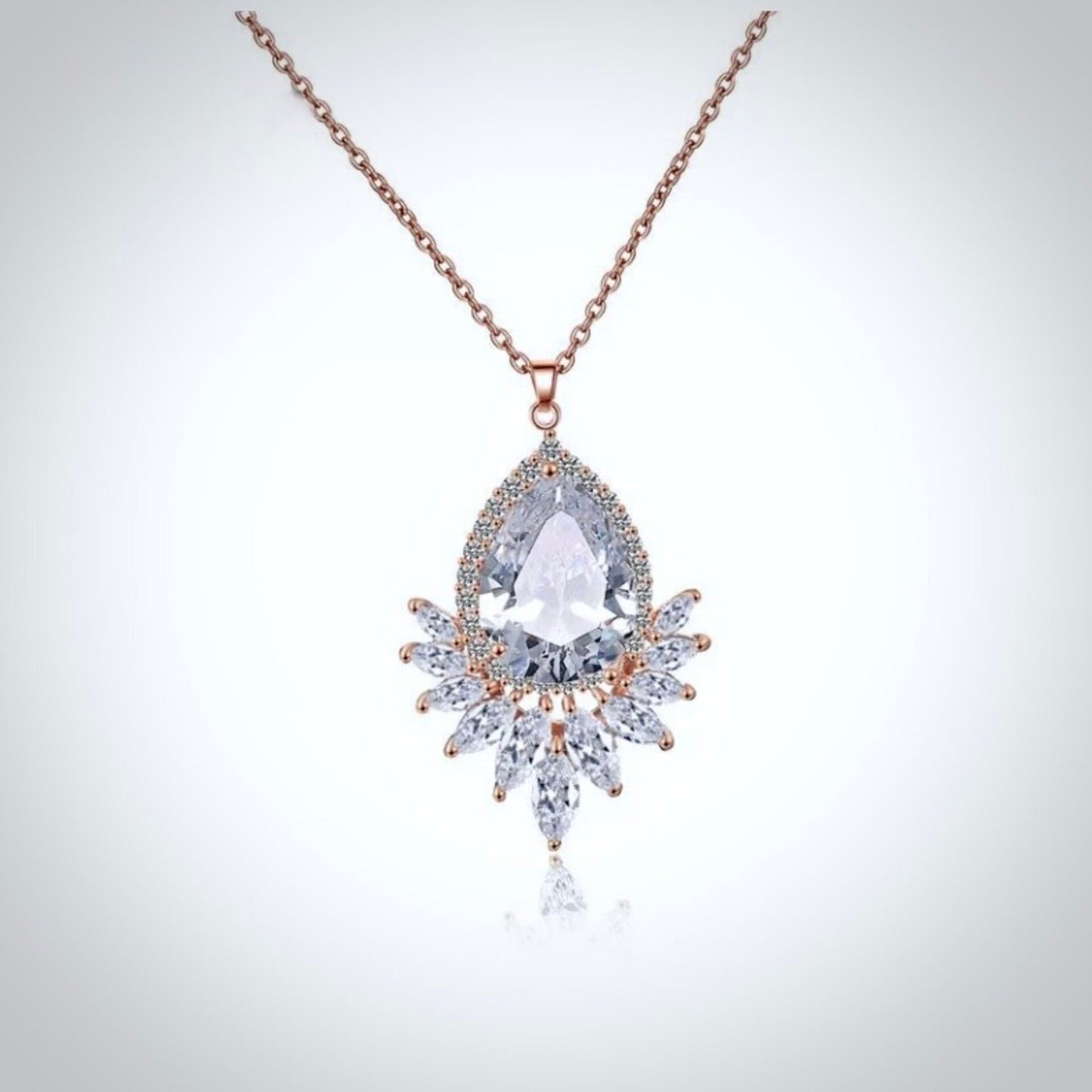 "Maiky" - Cubic Zirconia Bridal Necklace - Available in Silver, Rose Gold and Yellow Gold