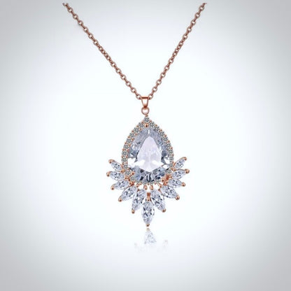 "Maiky" - Cubic Zirconia Bridal Necklace - Available in Silver, Rose Gold and Yellow Gold