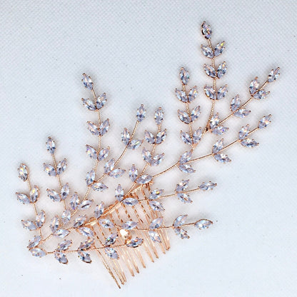 Florencia - CZ Bridal Side Hair Comb - Available in Silver, Rose Gold and Yellow Gold