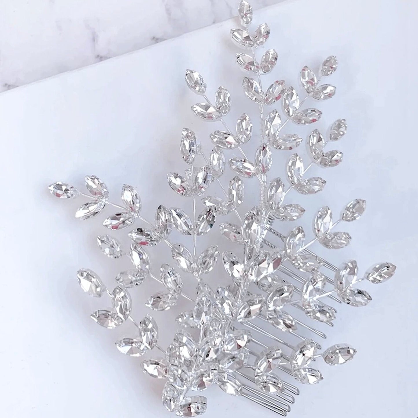 Florencia - CZ Bridal Side Hair Comb - Available in Silver, Rose Gold and Yellow Gold