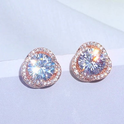 Lou - CZ Bridal Stud Earrings - Available in Gold and Silver