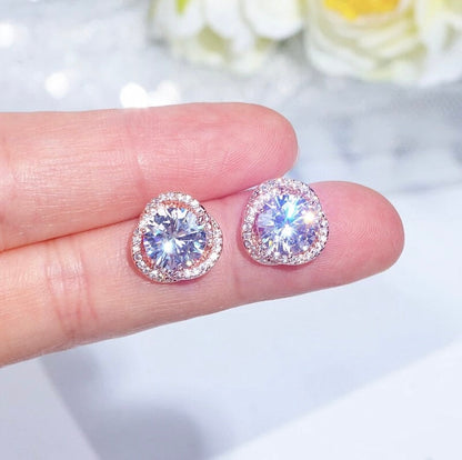 Lou - CZ Bridal Stud Earrings - Available in Gold and Silver