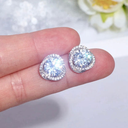 Lou - CZ Bridal Stud Earrings - Available in Gold and Silver