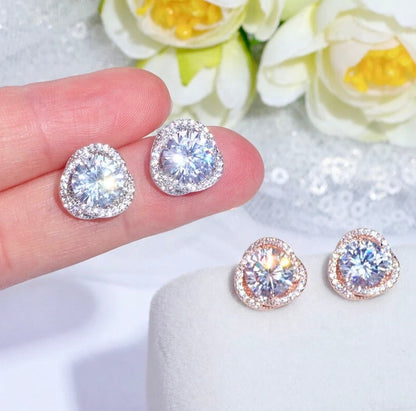 Lou - CZ Bridal Stud Earrings - Available in Gold and Silver