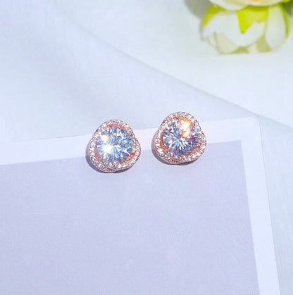 Lou - CZ Bridal Stud Earrings - Available in Gold and Silver