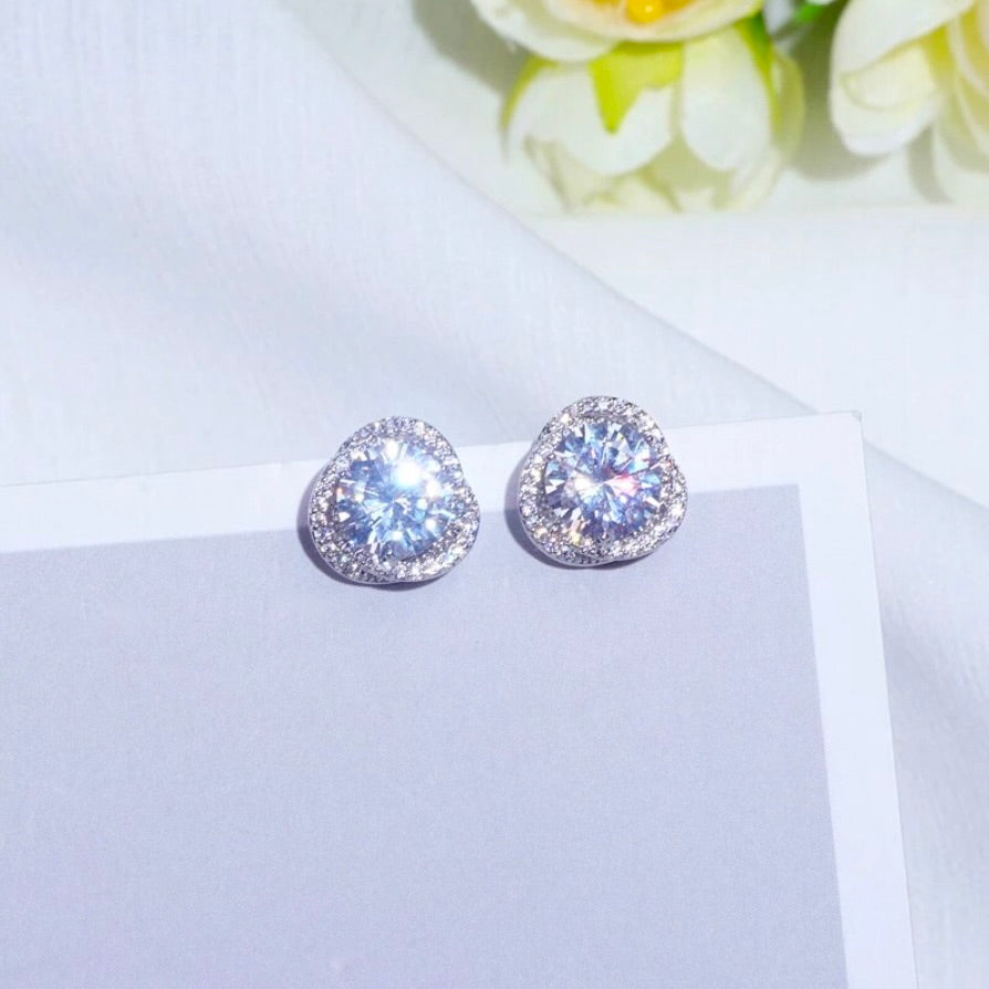 Lou - CZ Bridal Stud Earrings - Available in Gold and Silver