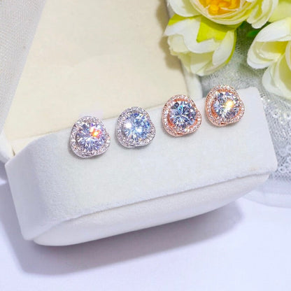 Lou - CZ Bridal Stud Earrings - Available in Gold and Silver