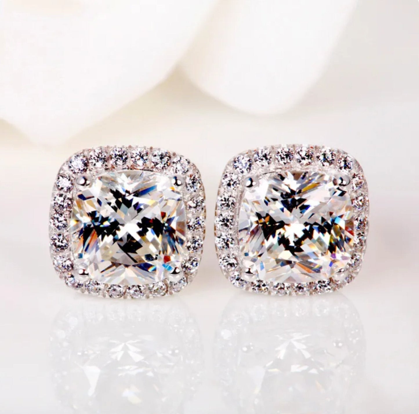 "Thalia" - Square Cubic Zirconia Stud Earrings