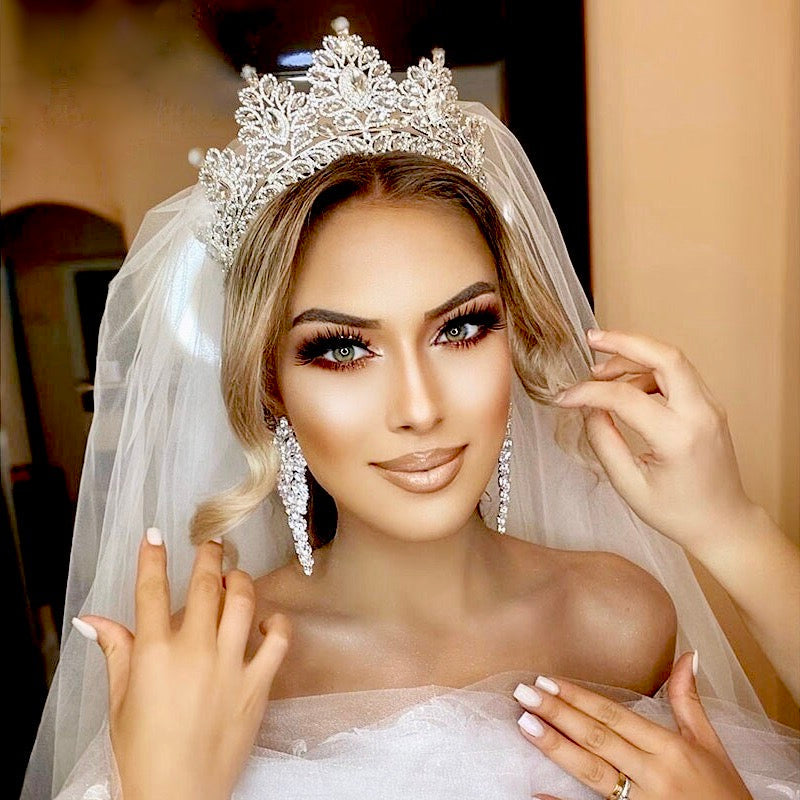 Aubree -  Crystal Wedding Tiara - Available in Silver and Gold