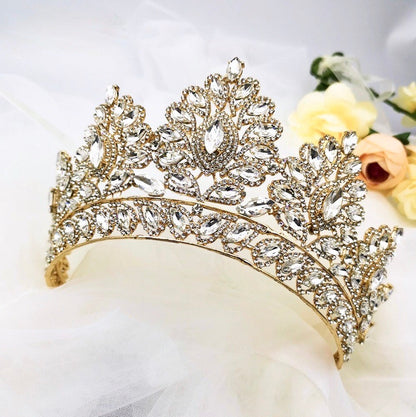 Aubree -  Crystal Wedding Tiara - Available in Silver and Gold