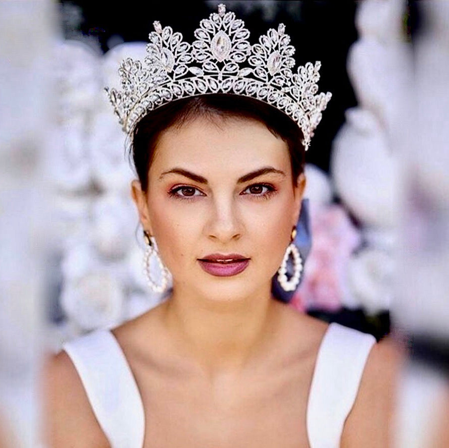 Aubree -  Crystal Wedding Tiara - Available in Silver and Gold