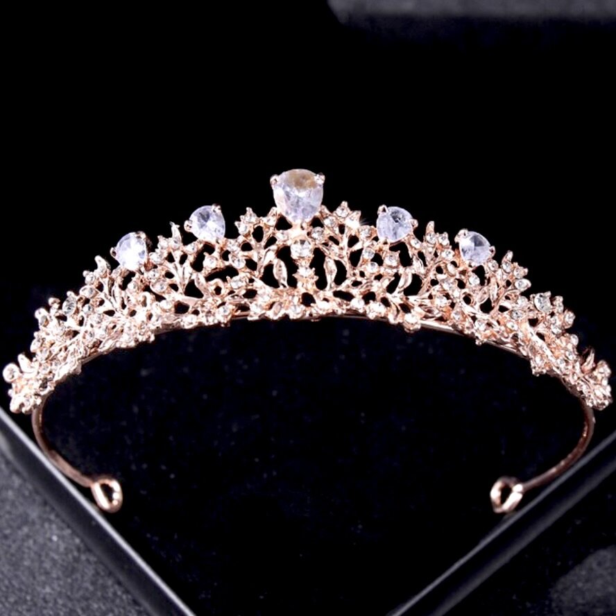 Brianna - Wedding Cubic Zirconia Tiara - Available in Silver, Rose Gold and Yellow Gold