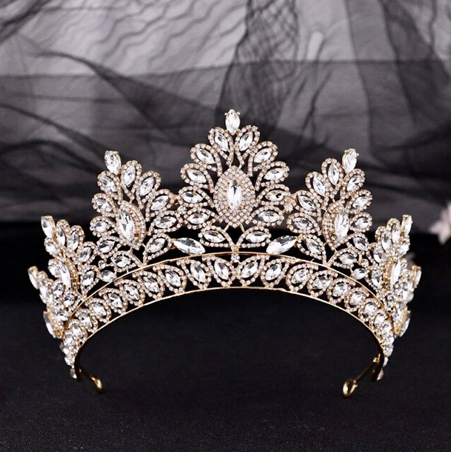 Aubree -  Crystal Wedding Tiara - Available in Silver and Gold