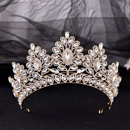 Aubree -  Crystal Wedding Tiara - Available in Silver and Gold
