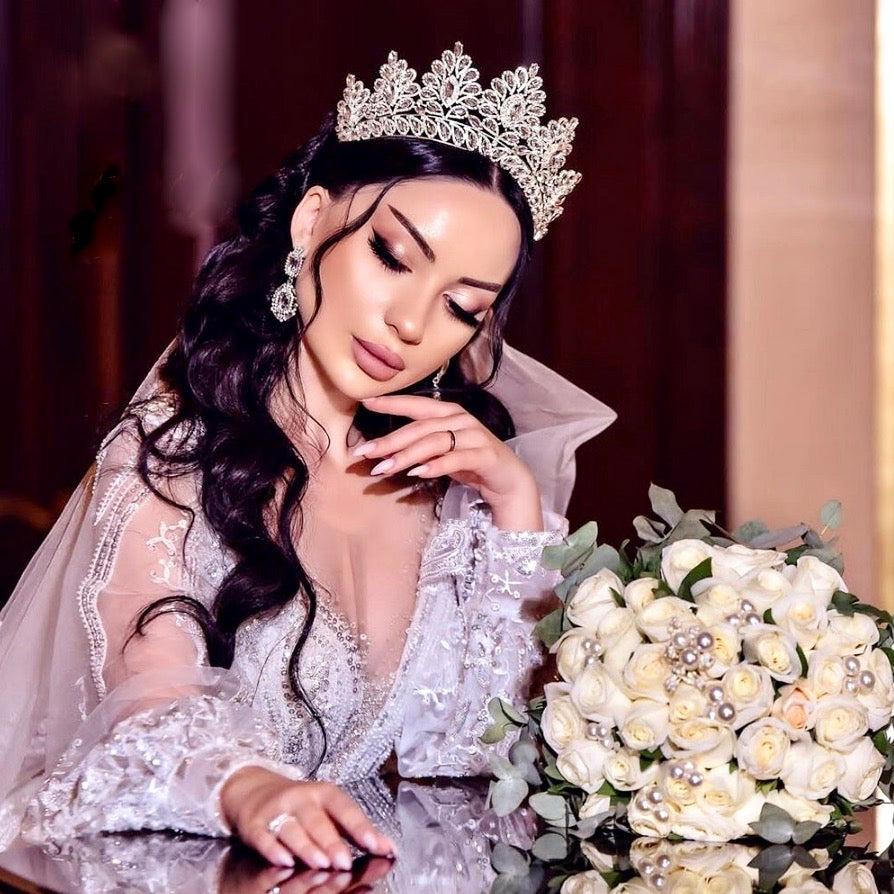 Aubree -  Crystal Wedding Tiara - Available in Silver and Gold