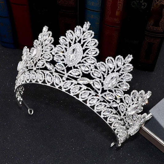 Aubree -  Crystal Wedding Tiara - Available in Silver and Gold