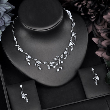 Harlow - Cubic Zirconia Silver Vine Bridal Jewelry Set