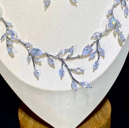 Harlow - Cubic Zirconia Silver Vine Bridal Jewelry Set