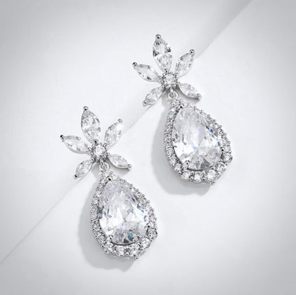 "Arina" - Cubic Zirconia Bridal Earrings - Available in Rose Gold and Silver