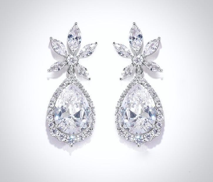 "Arina" - Cubic Zirconia Bridal Earrings - Available in Rose Gold and Silver