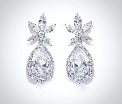 "Arina" - Cubic Zirconia Bridal Earrings - Available in Rose Gold and Silver