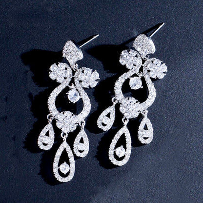 "Kalie" - Silver Crystal Bridal Earrings