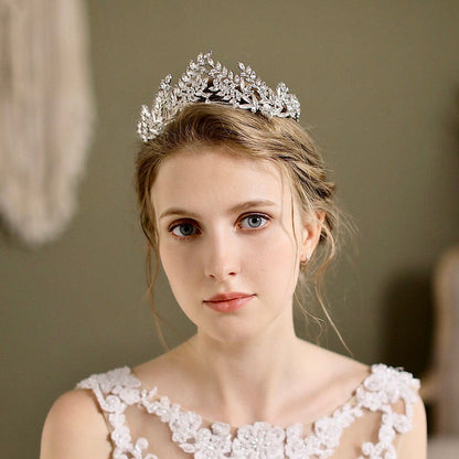 Adrianna - Silver Pearl and Cubic Zirconia Bridal Tiara