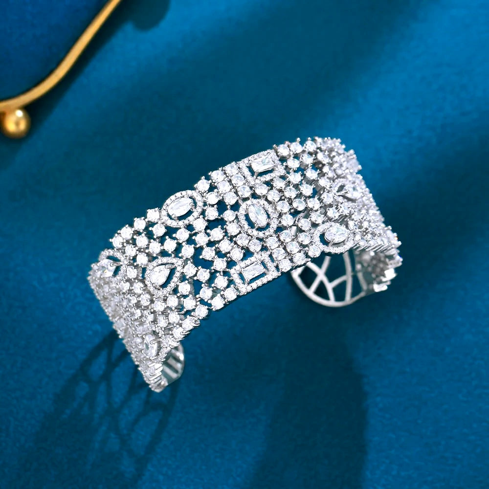 "Marrakesh" - Luxury Cubic Zirconia Bridal Cuff Bracelet