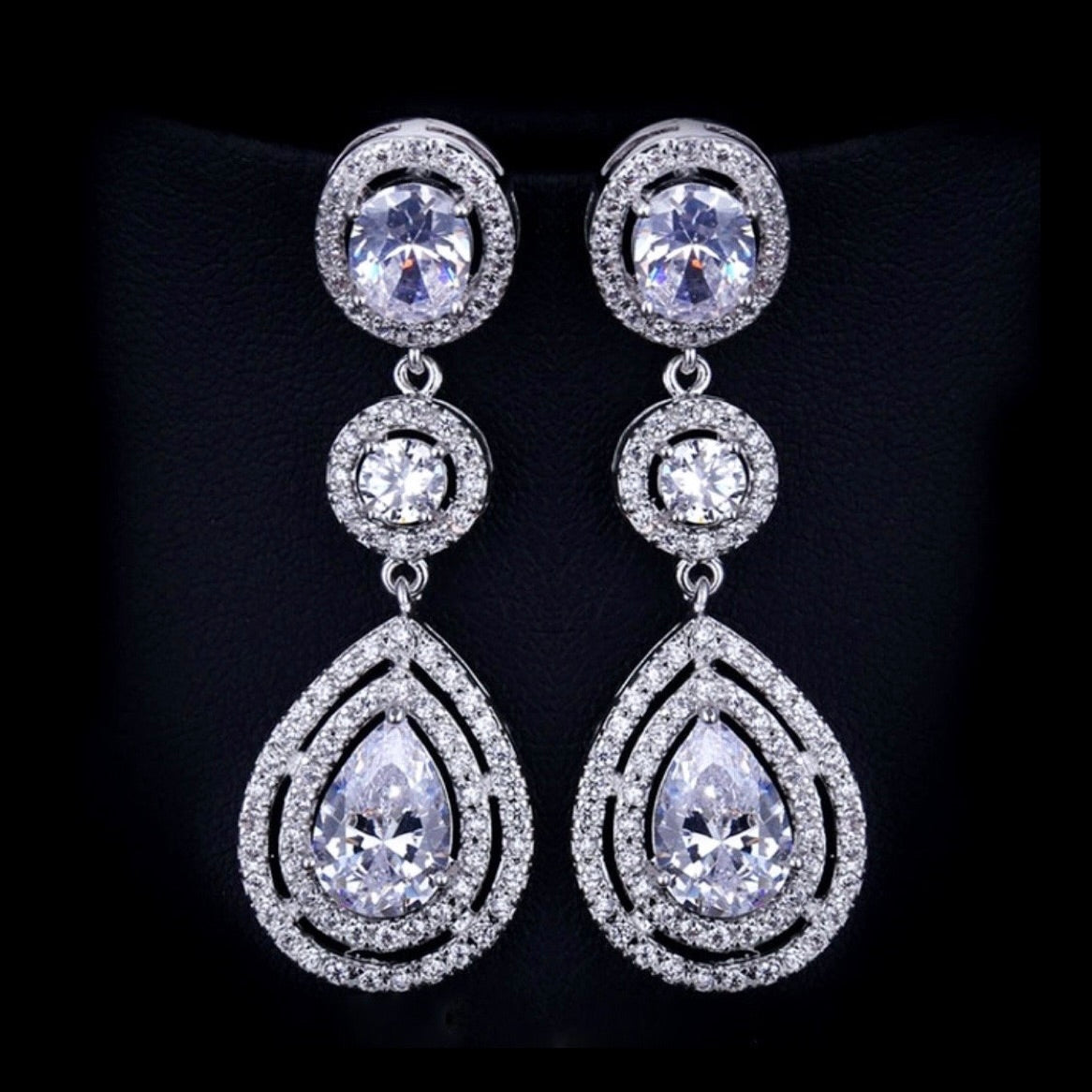 Paige - Silver Cubic Zirconia Bridal Earrings - More Colors