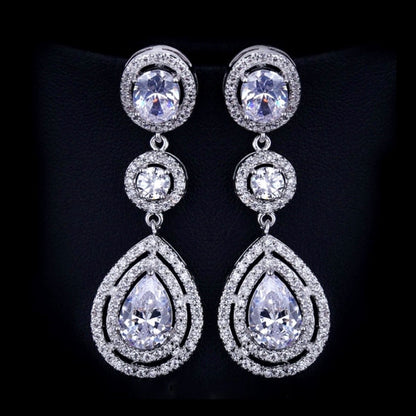 Paige - Silver Cubic Zirconia Bridal Earrings - More Colors