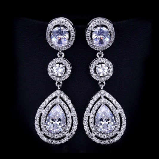 Paige - Silver Cubic Zirconia Bridal Earrings - More Colors
