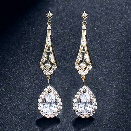 Jennifer - Cubic Zirconia Bridal Earrings - Available in Silver and Rose Gold