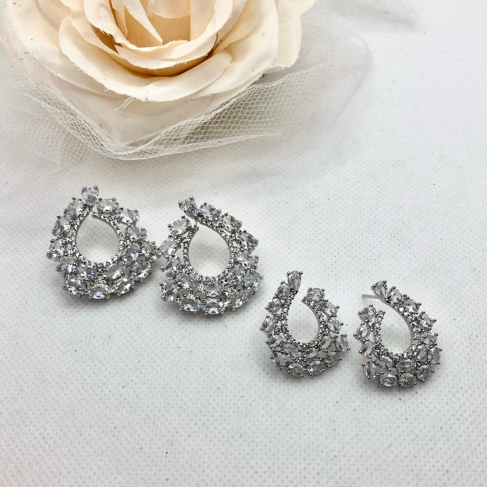 Kerrie - Silver Cubic Zirconia Bridal Earrings