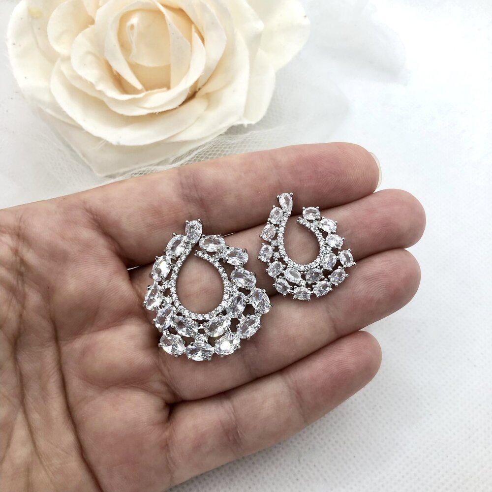 Kerrie - Silver Cubic Zirconia Bridal Earrings