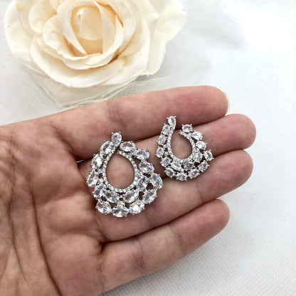 Kerrie - Silver Cubic Zirconia Bridal Earrings