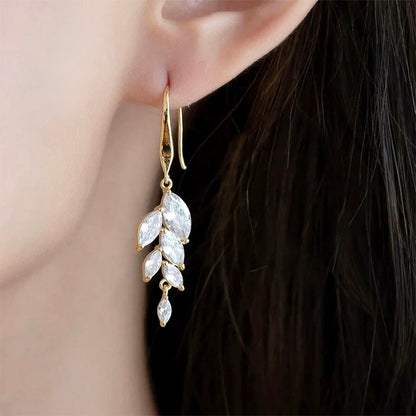 Leaves - Cubic Zirconia Bridal Jewelry Set - Available in Silver, Rose Gold and Yellow Gold
