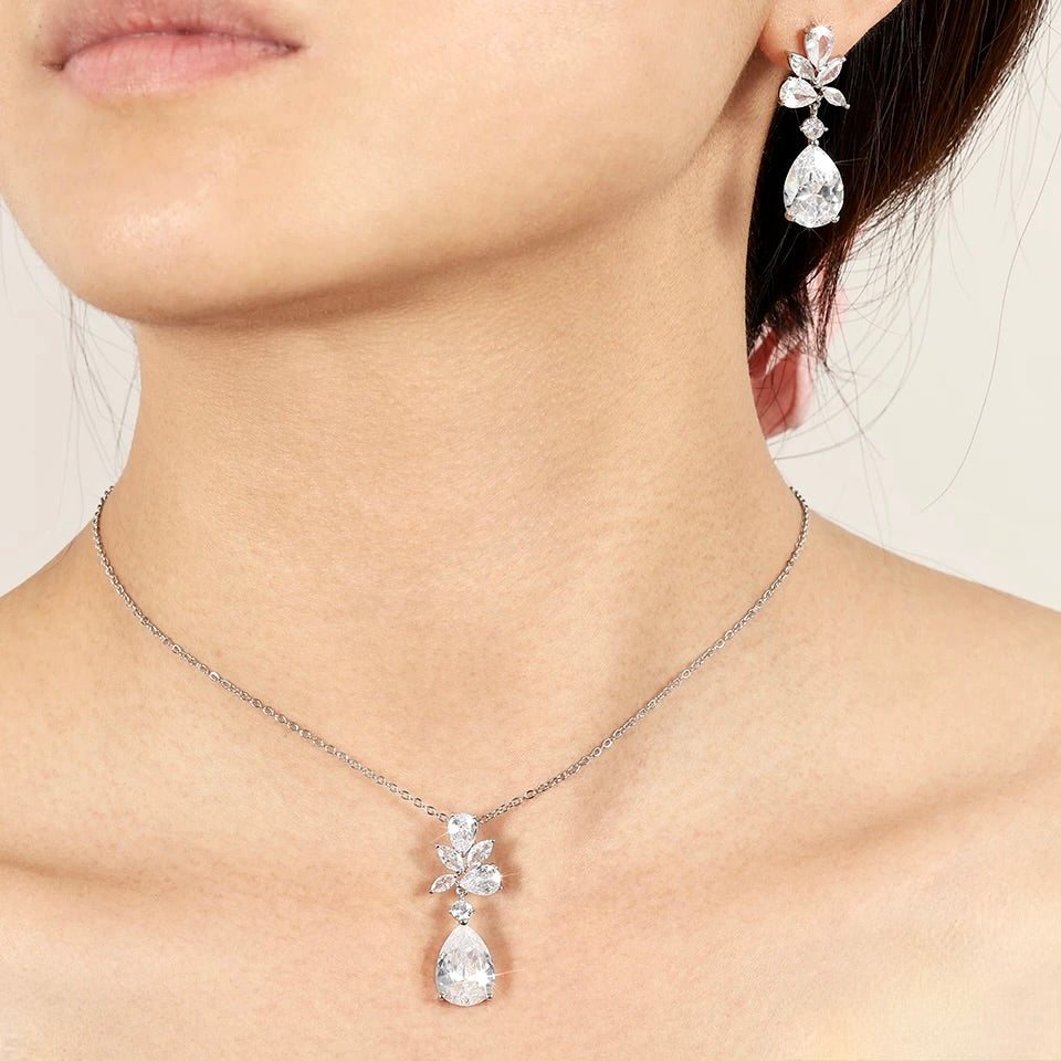 Jessica - Cubic Zirconia Bridal Jewelry Set - Available in Silver, Rose Gold and Yellow Gold
