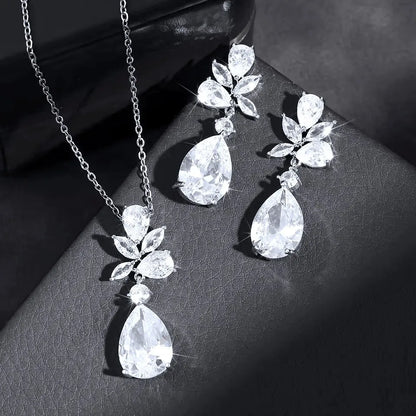 Jessica - Cubic Zirconia Bridal Jewelry Set - Available in Silver, Rose Gold and Yellow Gold