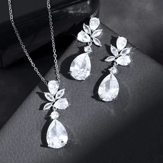 Jessica - Cubic Zirconia Bridal Jewelry Set - Available in Silver, Rose Gold and Yellow Gold