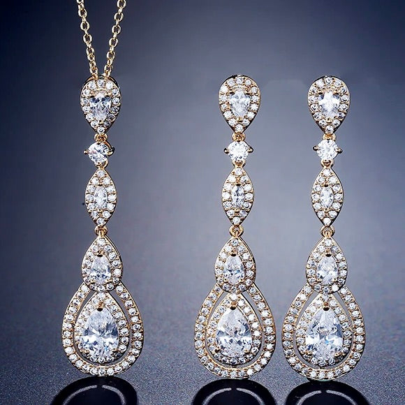 Amalfi - Cubic Zirconia Bridal Necklace - Available in Silver, Rose Gold and Yellow Gold