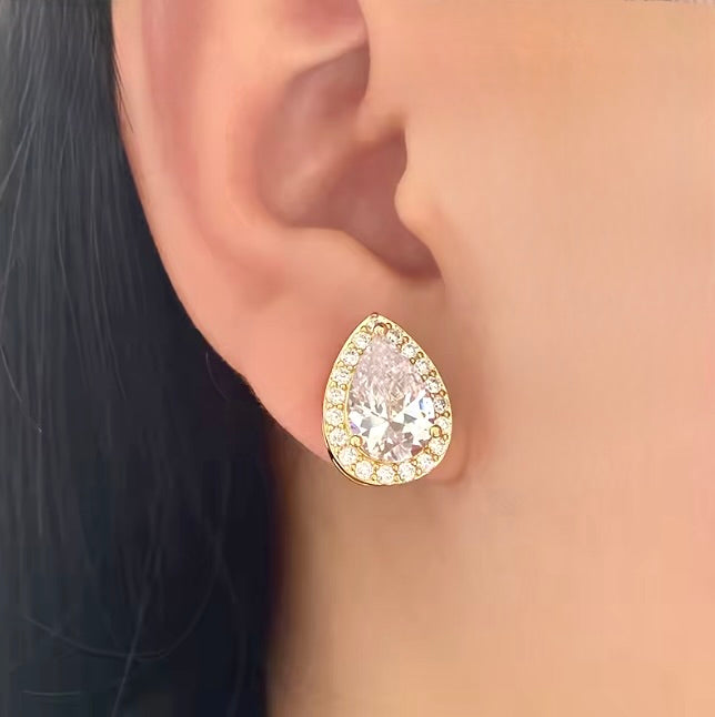 Lyric - Cubic Zirconia Bridal Earrings - Available in Silver, Rose Gold and Yellow Gold