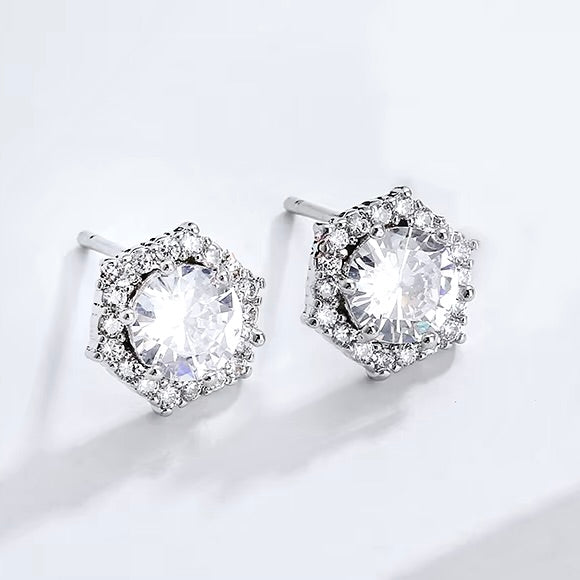 Dixie - Cubic Zirconia Bridal Stud Earrings - Available in Silver and Rose Gold
