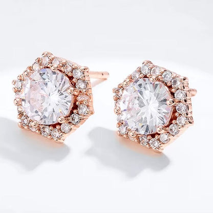 Dixie - Cubic Zirconia Bridal Stud Earrings - Available in Silver and Rose Gold